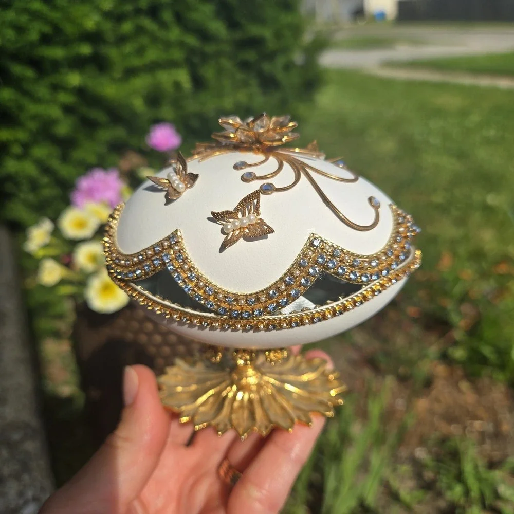 Decorated Egg Trinket Box Satin Line By Eggspressions Easter Decor. Flaw!